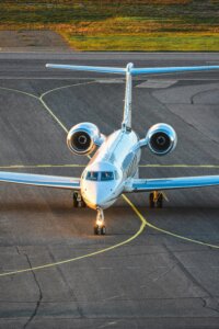 Gulfstream heavy jet on the tarmac at Teterboro Airport TEB in New York