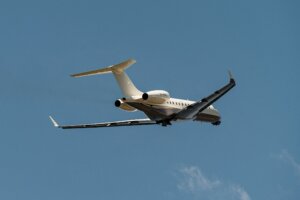 Private jet in flight on a Seattle to Bozeman charter route