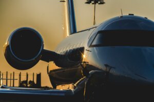Private jet on the tarmac preparing for a Carlsbad to San Francisco charter flight