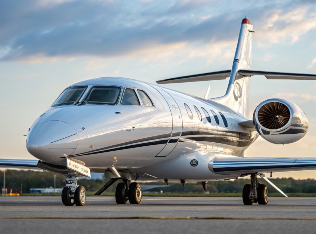 Private jet charter aircraft on the ground in Charlotte NC