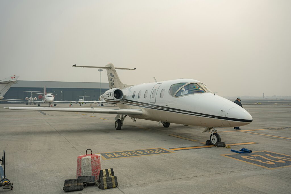 Private jet parked on the ground for a Nashville to Charleston private jet charter
