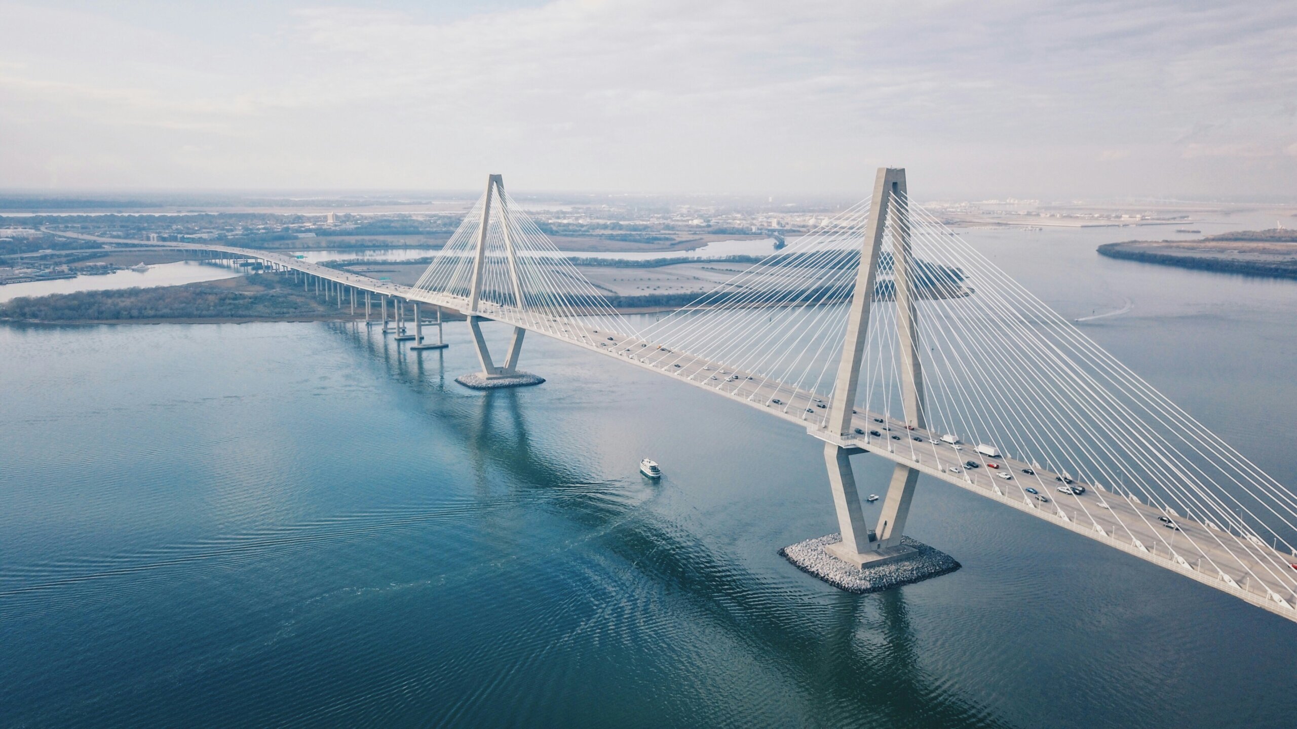 Arthur Ravenel Jr. Bridge in Charleston SC on the Chicago charter flight route